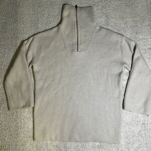 H&M Cream Ribbed Quarterzip Sweater Men’s Size S